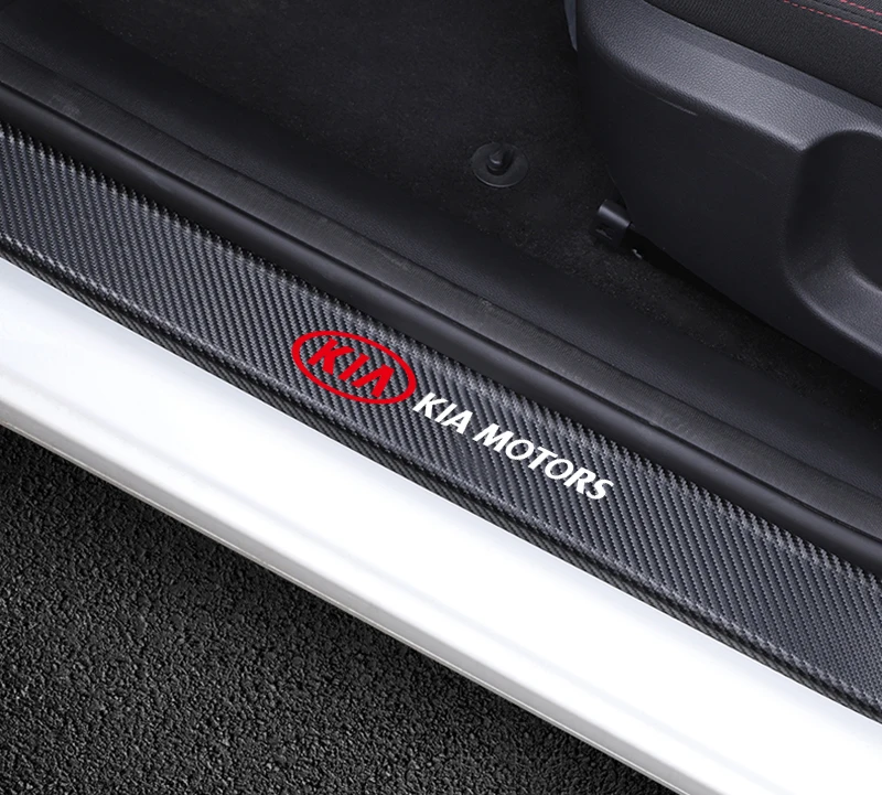 4Pcs Waterproof Carbon Fiber Car Door Threshold Protector Sticker For Kia rio ceed sportage cerato soul sorento k2 k5 flip