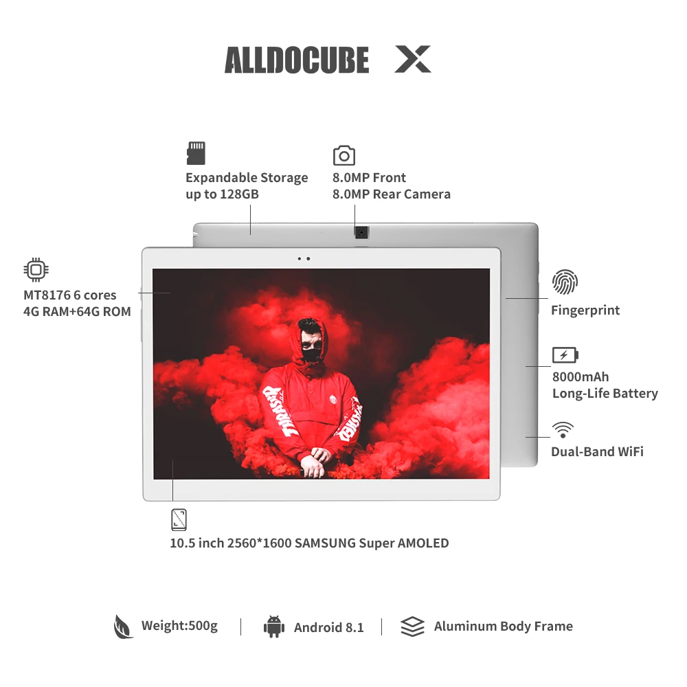 Alldocube X 10,5 дюймов wifi планшет Android 8,1 Oreo 2560*1600 AMOLED MTK 8176 шестиядерный ОЗУ 4 Гб ПЗУ 64 Гб 8 Мп+ 8 Мп планшеты