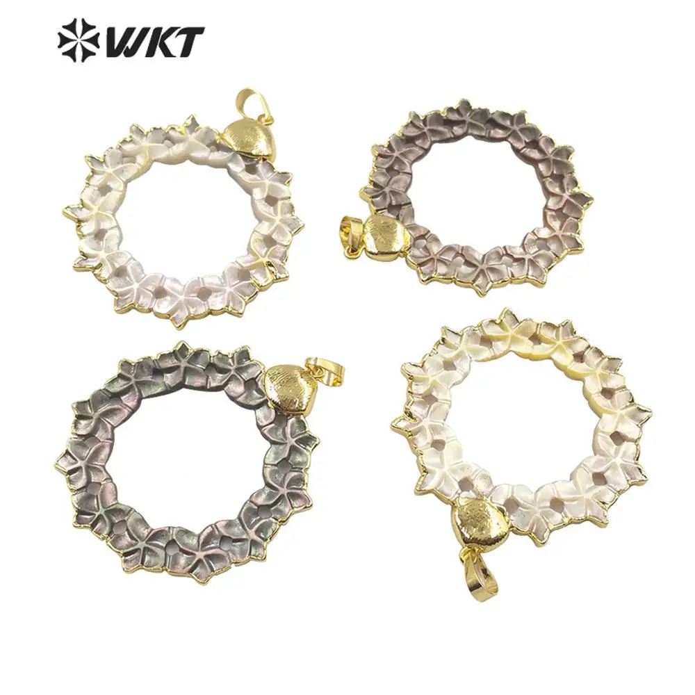

WT-JP187, новый дизайн, ручная работа, цветочный корпус, подвеска, круглое кольцо, золотая отделка, большая круглая оболочка, цветочный кулон для изготовления ожерелья