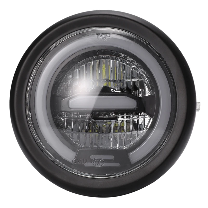 

6.5 Inch Motorcycle Retro Black Metal LED Headlight Lamp Daytime Running Headlight for CG125 GN125 Honda