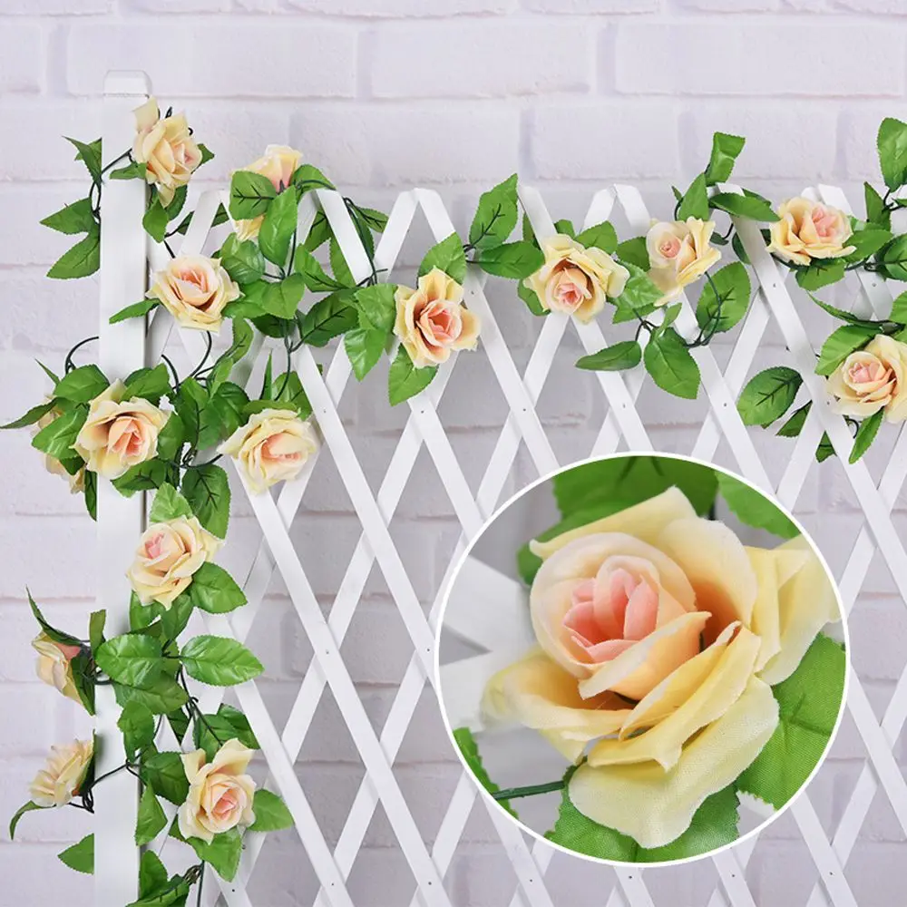 

2Pcs Silk Roses Ivy Vine with Green Leaves for Home Wedding Decoration Fake Leaf Diy Hanging Garland Artificial Flowers