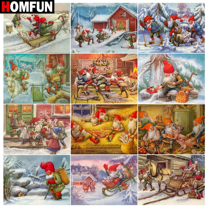 

Алмазная живопись HOMFUN, картина с квадратными/круглыми стразами «Рождественский человек», вышивка крестиком, 5D Стразы