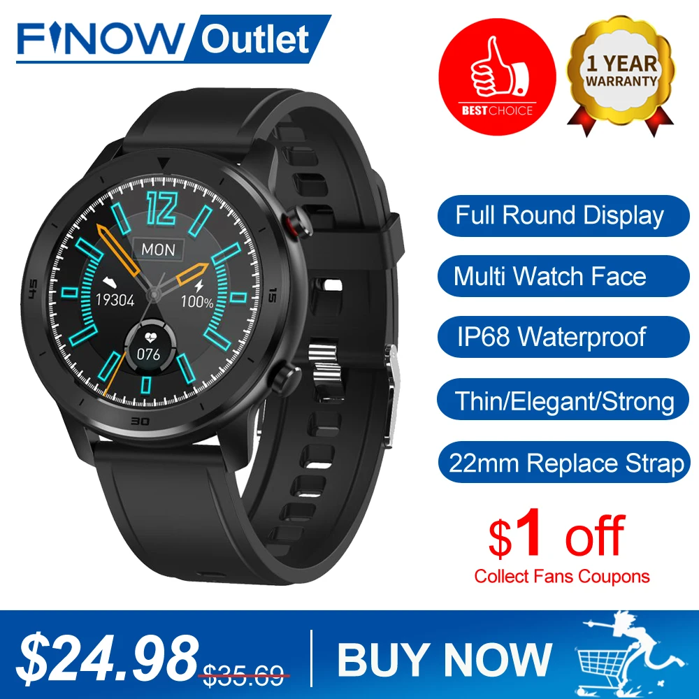 Finow DT78 Смарт часы 2020 Reloj Inteligente Для мужчин Фитнес трекер полный сенсорный