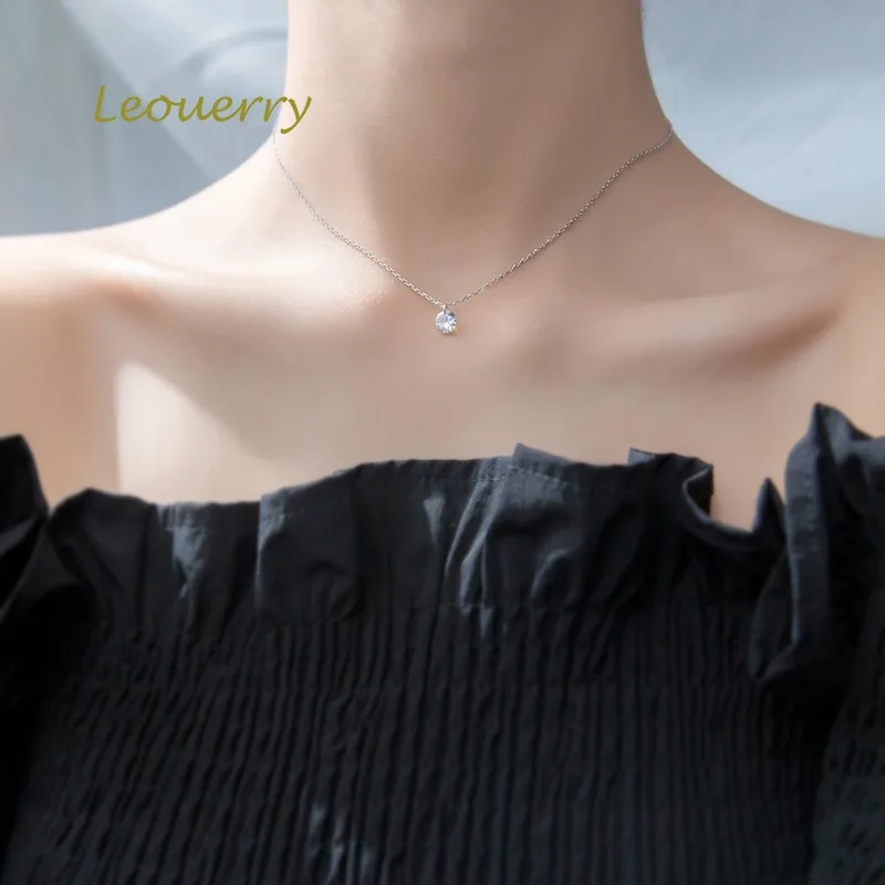 Leouerry, 925 пробы, серебряная, простая, крошечная, тонкая, циркониевая цепочка, ожерелья для женщин, элегантная, Минималистичная, короткая, ключичная цепочка