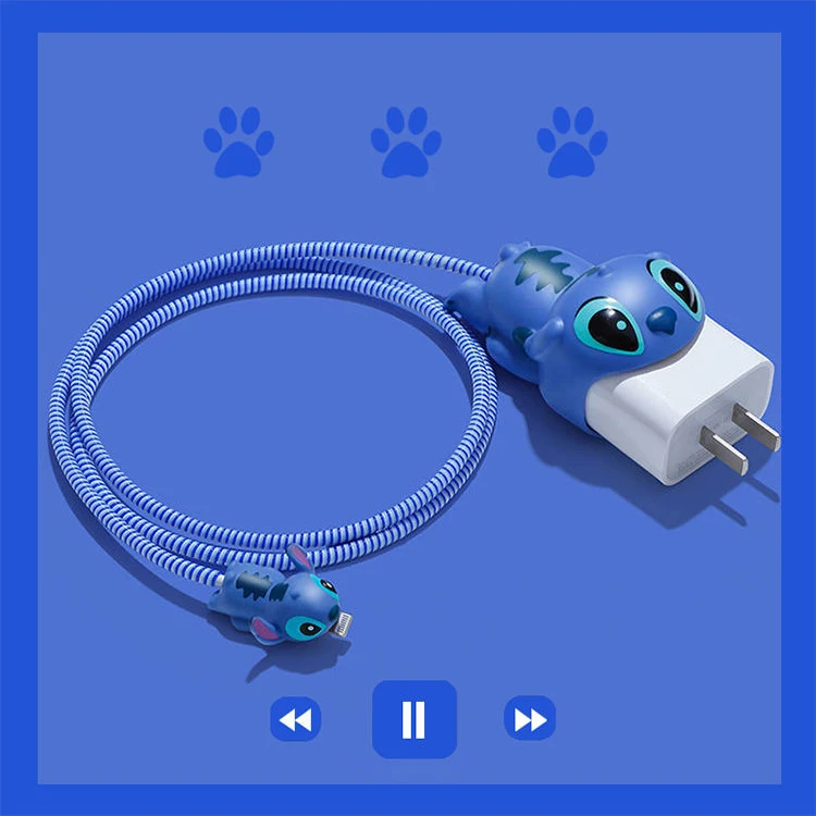 Disney Stitch Bite USB Cable Protector Cable Organizer Data Line Management Charging Safe Protection Winder For iPhone11 12 usb c fast charge Chargers