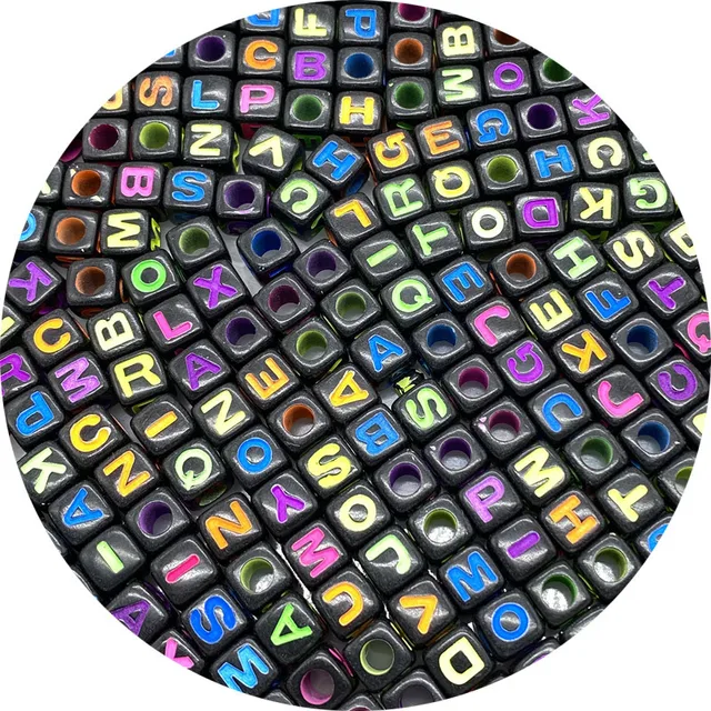 100pcs 6mm Mixed Square Alphabet Letter Beads Charms Bracelet Necklace For Jewelry Making DIY Accessories 10