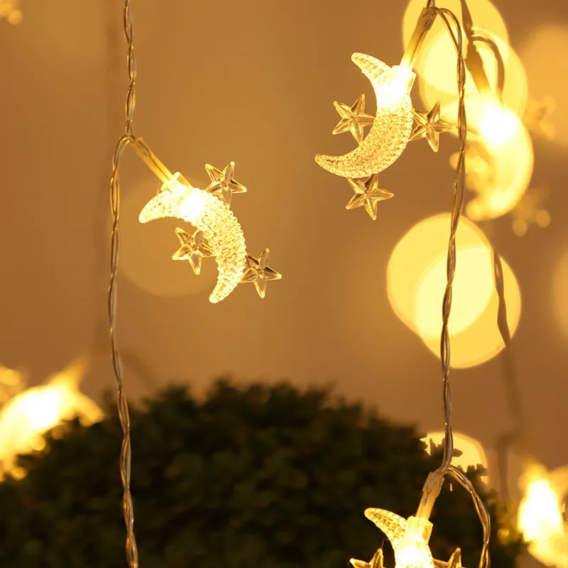 Garland Light String Moon Star Novelty Lights Fairy LED Lights Decoration Wedding Outdoor Lighting Patio Decore Lamp For Holiday