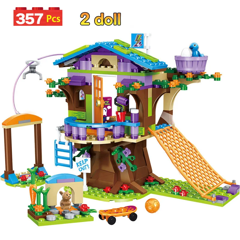 Дешево Приключение лагерь домик на дереве Emma Mia Tree House Совместимость девушки друзья конструкторных блоков, Детские кубики, игрушки для девочек
