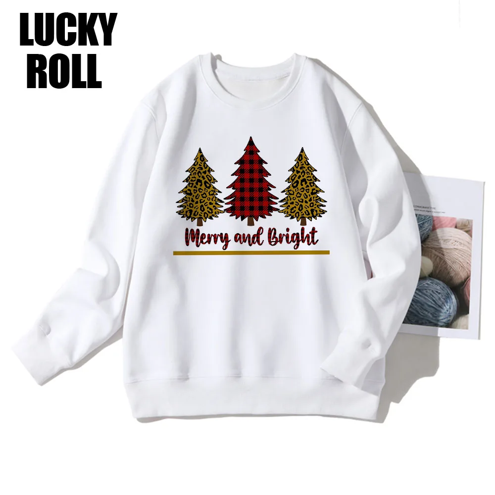 

LUCKYROLL Leopard Christmas Tree Printed Sweatshirt Trendy Hoodies Edgy 2020 Europe And America Streetwear Crewneck Elegant