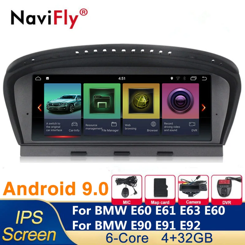 ID7 ips Android 9 0 6 ядро автомобильный dvd-радиоплеер gps навигации для BMW 5 серии E60 E61 E63 E64 E90