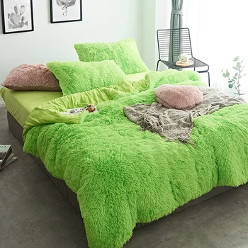 

Home Textile Fleece Fabric Winter Thick Pure Color Bedding Set Mink Velvet Duvet Cover Bed sheet Bed Linen Pillowcases 4ps