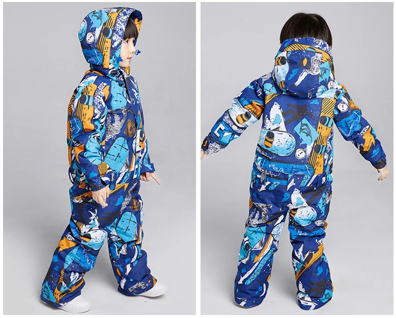 Зимняя толстовка с капюшоном; лыжный комбинезон для мальчиков; флисовые теплые детские зимние комбинезоны для девочек; ветронепроницаемая Спортивная одежда для сноуборда; детская цельнокроеная одежда