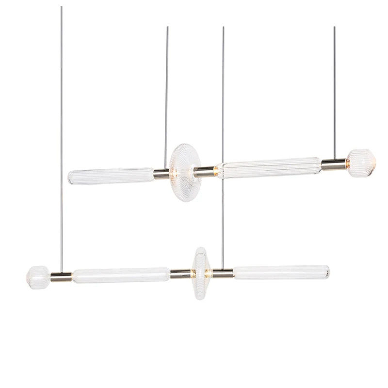 

Post Modern Simple Villa Stripes Glass Led Pendant Light New Design High Quality Metals Hotel Lobby Art Decorate Hanging Lamp