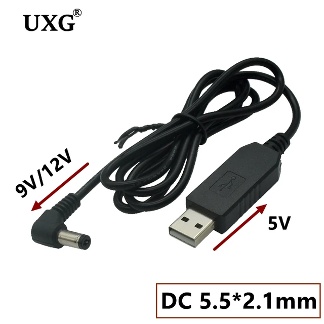  DC 5V to DC 12V USB Voltage Step Up Converter Cable, Power  Supply Adapter Cable with DC Jack 5.5 x 2.5mm or 5.5 x 2.1mm, USB 5V to DC  12V Cable 