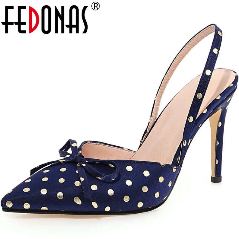 

FEDONAS 2020 Wave Point Women Sandals Butterfly Knot High Heels Pumps Woman Concise Pointed Toe Newesst Party Prom Shoes Woman