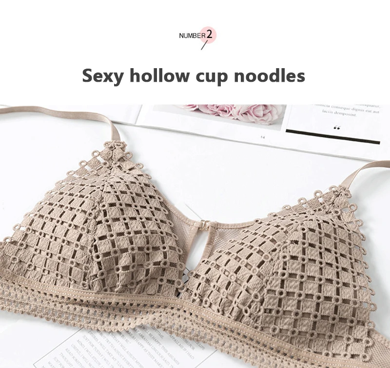 BEFORW Comfortable Seamless Adjustable Bralette Lace Hollow Out Backless Bra Sexy Lingerie Wireless Push Up Bras For Women