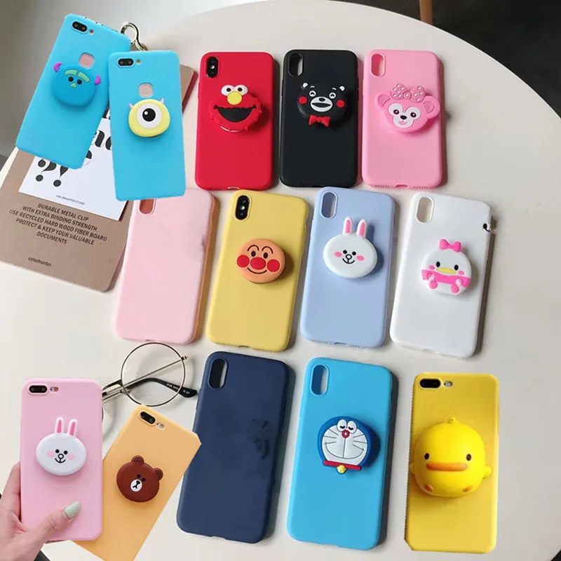 3D cartoon couple kickstand Phone Case For coque iPhone 7 7Puls 6S 8 Plus case silicon for iphone cover X XR Xs max kawaii cases | Мобильные