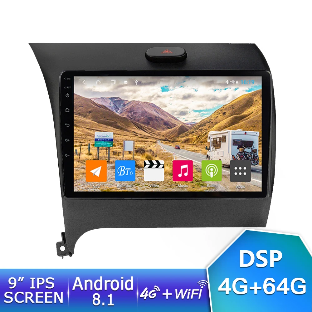 EKIY 9 'ips Автомобильный мультимедийный радио 4G+ 64G Android 8,1 для Kia Cerato K3 Forte 2013 gps навигация DSP стерео Авто - Цвет: 4G 64G