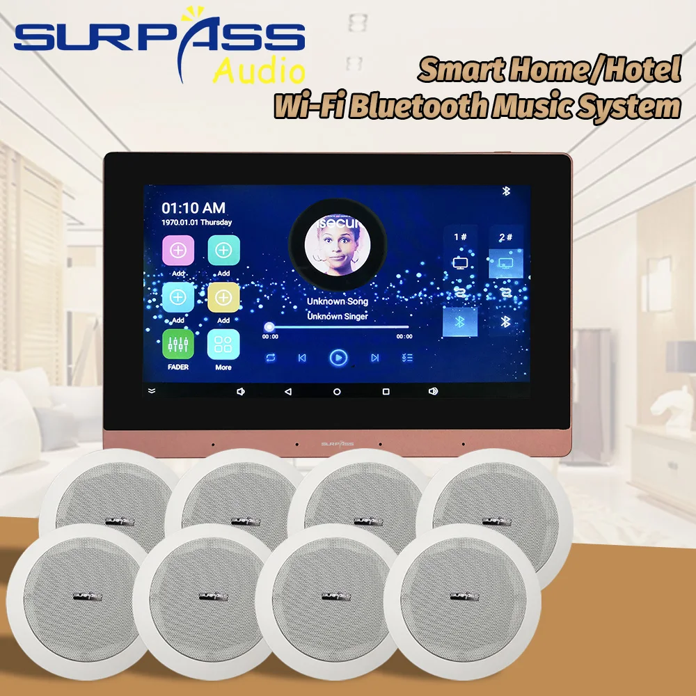 US $599.42 Home Background Music Bluetooth Wireless WiFi Wall Amplifier Touch Screen Audio HiFi 8ohm Ceiling Speaker Stereo Cheap Package