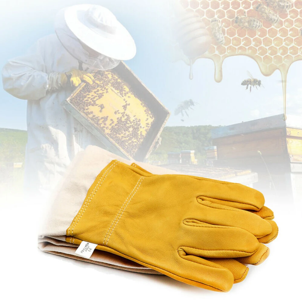 1х Пчеловодство перчатки XL 28 см пчеловод свиная кожа перчатки защитные рукава рукавицы вентилируемые анти пчела
