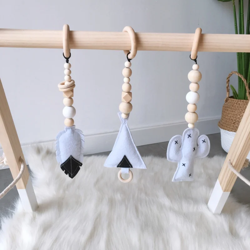 Nordic Felt Handmade Cloud Cactus Kids Room Wall Home Decor Ornament Hanging Nursery Room Wood Beads Hanging Accessories