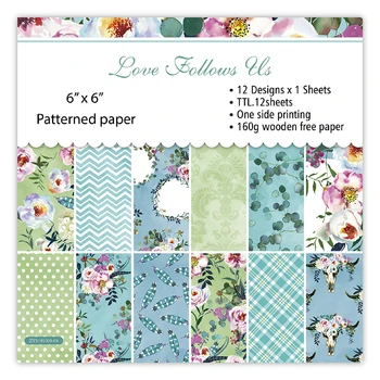 

12pc love flower patterned paper Scrapbooking paper pack handmade craft paper craft Background pad