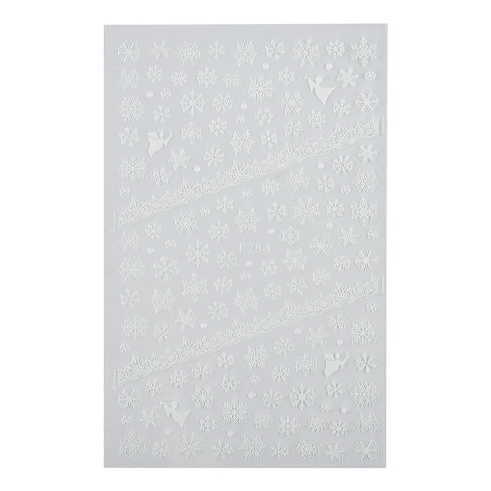 F284 White Dmoley, 4 цвета, Рождественская Снежинка, 3D стикер для ногтей, Рождественский олень, наклейки с Сантой, 1 шт., для дизайна ногтей, слайдеры, клейкая наклейка, инструменты для ногтей - Цвет: F284 White