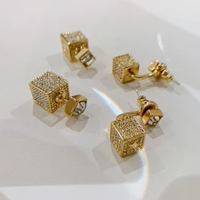 Peri'sBox 2 вида конструкций маленькие кубические золотые сияющие серьги-гвоздики Стразы геометрические серьги для женщин массивные серьги Мода