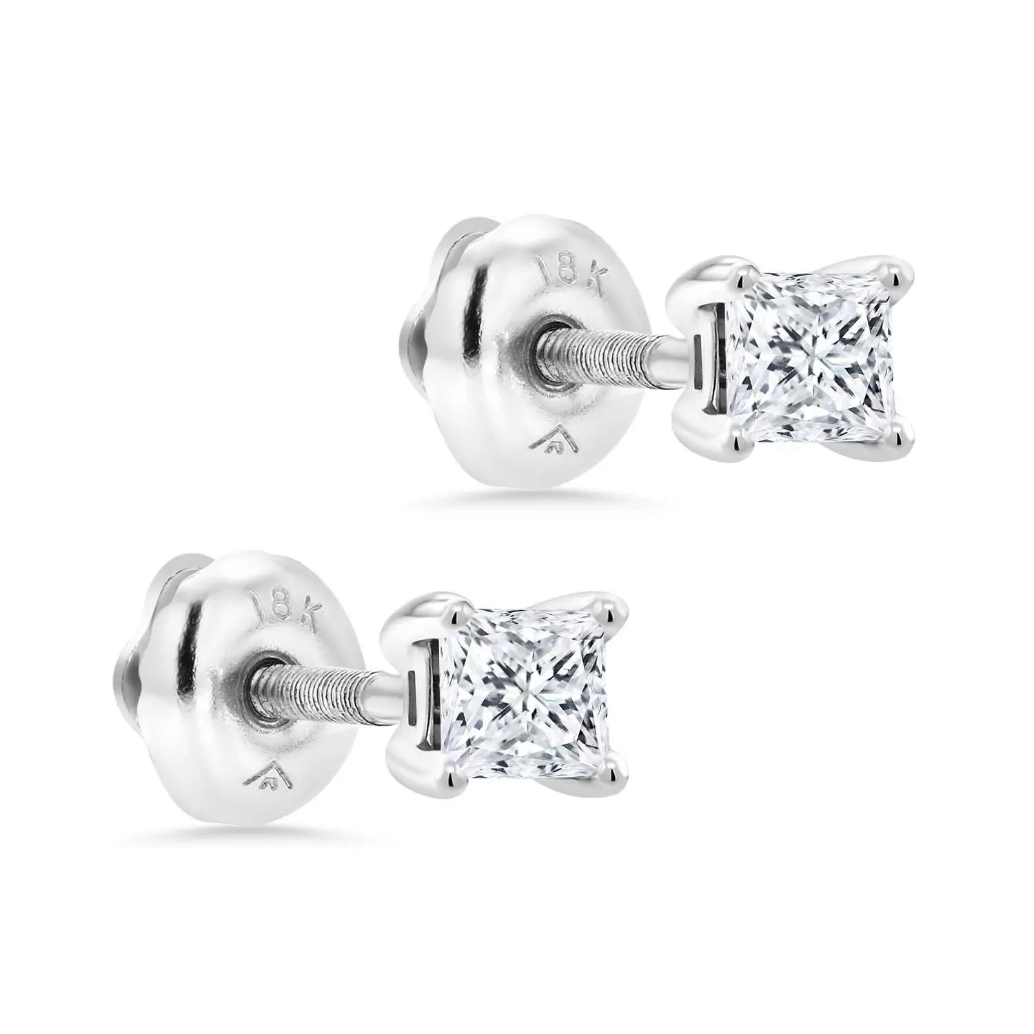 Серьги-гвоздики GemStoneKing 1/4 Ct Princess Cut H VS AGS сертифицированные 18 К из белого золота с натуральным бриллиантом для женщин ювелирные изделия с отверткой