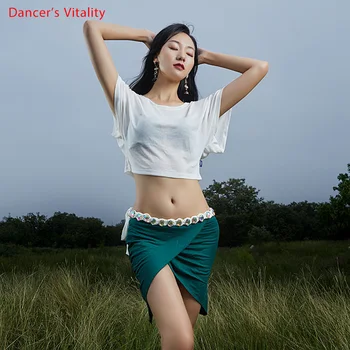 

Summer New Arrival Short Sleeve Solid Color Oriental Dance Outfit Women Bellydance Show Wear Free Delivery