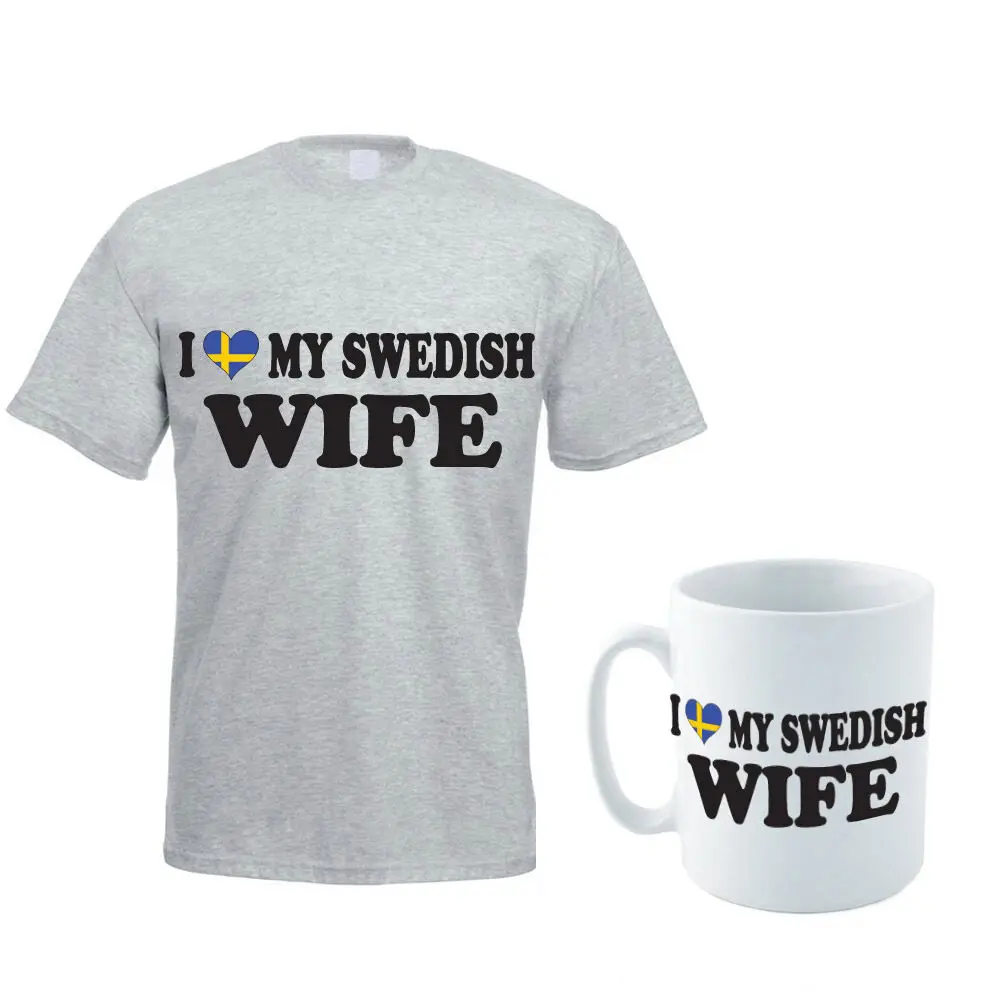 I LOVE MY SWEDISH WIFE Sweden Gift Idea Funny Mens T Shirt and Mug Set |