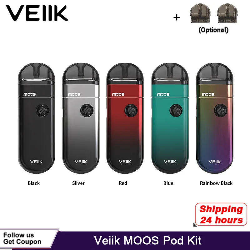 Новое поступление VEIIK MOOS мини вейп Pod Kit 2 мл PCTG картридж 1 Ом катушка испаритель 1100