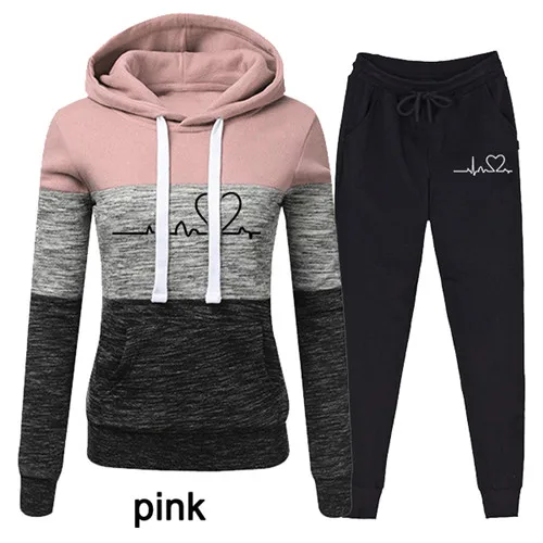 Women Tracksuit Pullovers Hoodies and Black Pants Autumn Winter Suit Female Solid Color Casual Full Length Trousers Outfits 2021 13