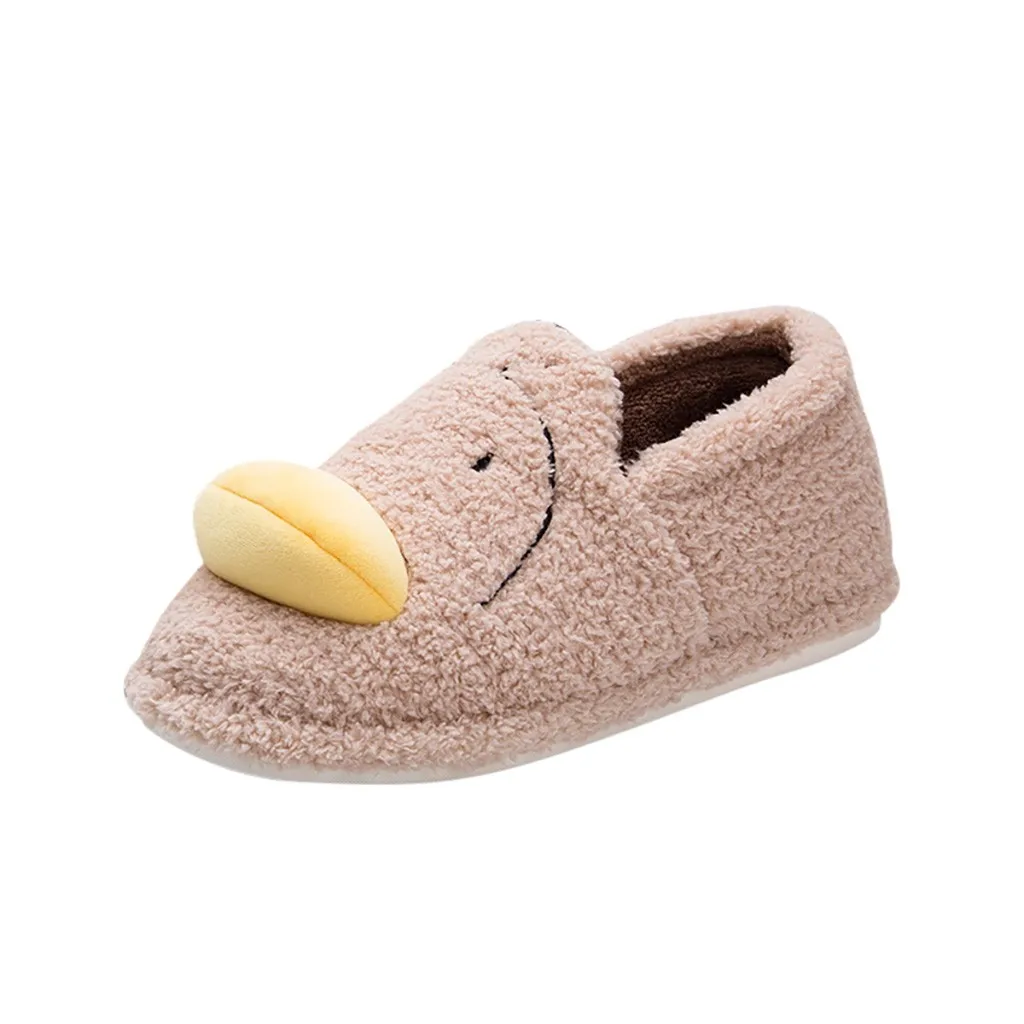 Winer Home Slippers Man Platform Flat With Warm plush Floor Home Cuty Big Mouth Indoor Couple Shoes Cover Heel Soft Footwear - Цвет: Розовый