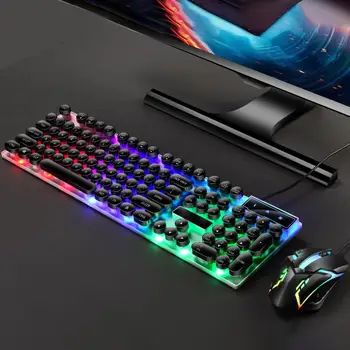

Keyboard Mouse Combos GTX300 USB Wired Colorful LED Backlit Gaming Keyboard with Mouse for PC Laptop Gaming Cames for Computer