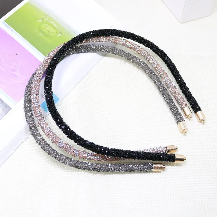 New Fashion Flash Drill With Teeth Narrow Side Thin Women's Hair Band Bezel Turban Headband Girls Non-slip Hair Accessories head scarves for women