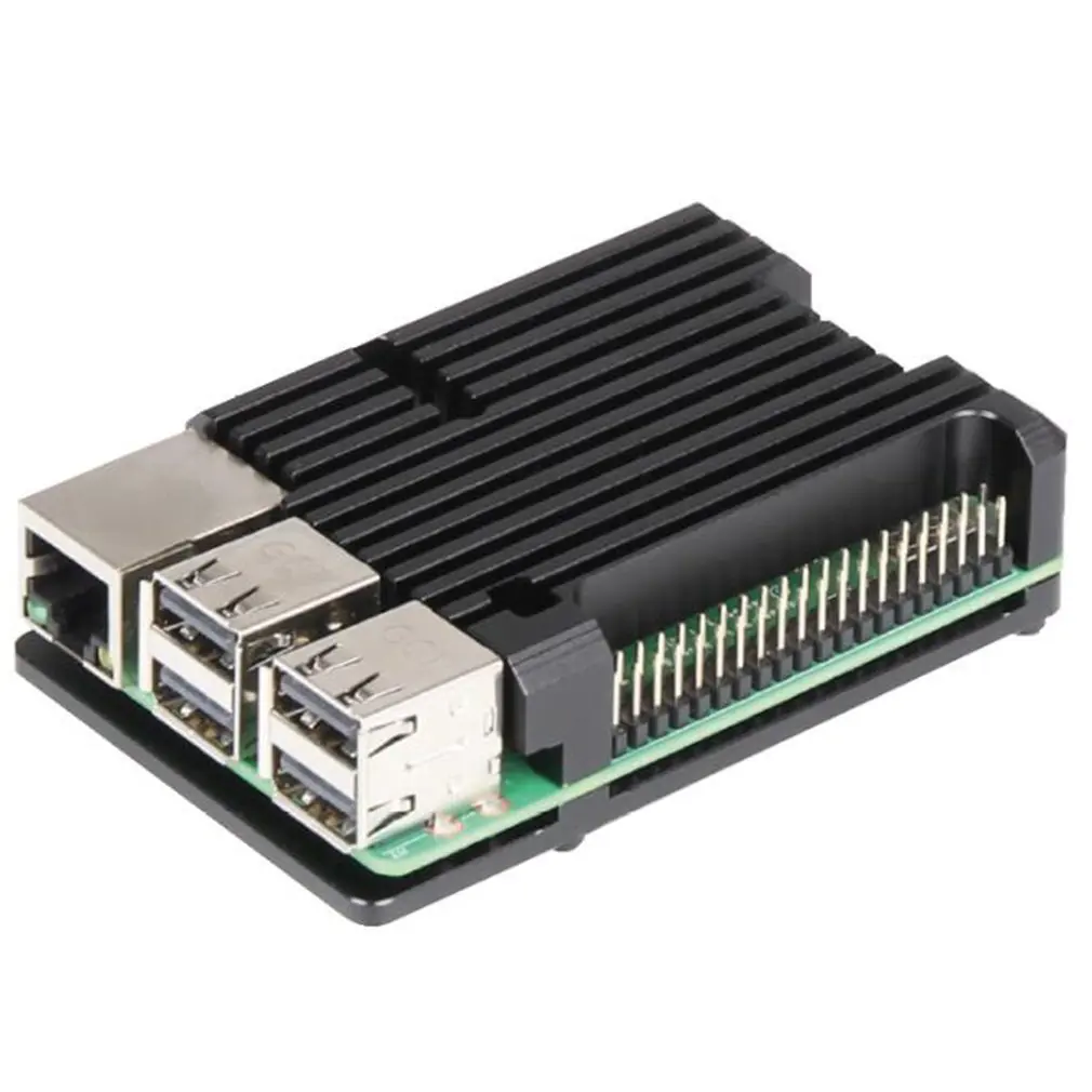 Without fan Последний для Raspberry Pi 4 Алюминиевый корпус с двойным охлаждающим вентилятором металлический корпус черный корпус для RPI 4 Модель B - Цвет: Without fan