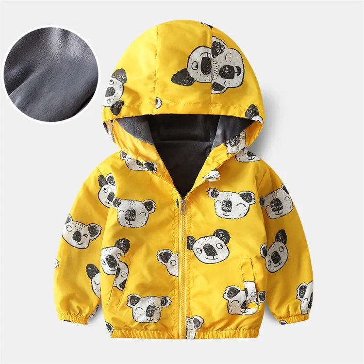 Yellow Koala Benemaker/флисовая ветровка для девочек и мальчиков; сезон осень; цветное пальто с героями мультфильмов; детская верхняя одежда; куртки От 2 до 8 лет; детская верхняя одежда с капюшоном; YJ155 - Цвет: Yellow Koala