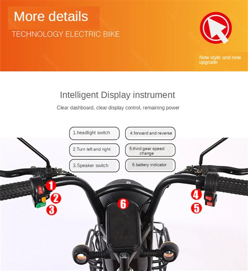 Electric Elderly Scooter Three Wheels Electric Scooters 80KM 60V 800W Portable 3 Wheel Electric Motorcycle With Shopping Basket (8)