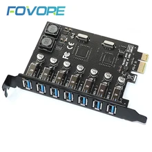 Usb pcie adaptador 7 porta usb 3 hub pci e adaptador pci express usb3 controlador usb3.0 pci-e placa de expansão cartão para desktop