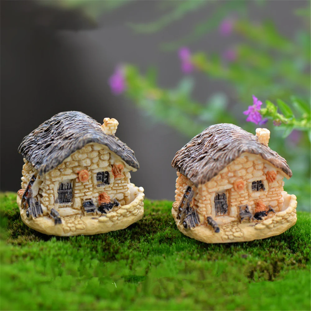 Миниатюрный сказочный сад каменный дом статуя нежный кукольный домик DIY Декор украшения для Моха смолы мини
