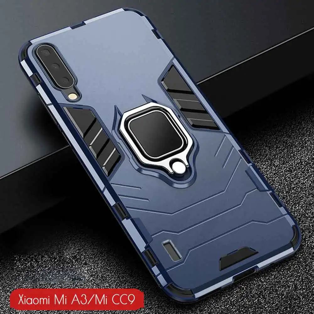 Чехол для mi 9 lite, защитный чехол из поликарбоната, металлическое кольцо, держатель, чехол для телефона, для Xiaomi mi CC 9 CC9 mi 9 Lite, противоударный чехол-бампер - Цвет: Синий