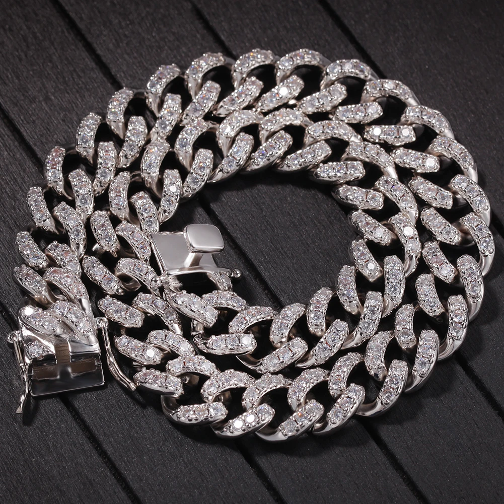 UWIN микро проложить белый кубический циркониевая подвеска ожерелья 12 мм модные хип хоп кубинские звенья цепи ювелирные изделия для мужчин и женщин Прямая