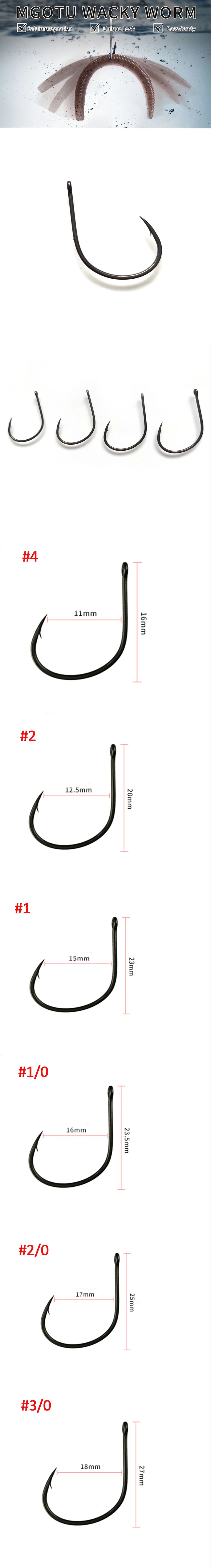 WATER SNIPER Fishing Wacky Hooks 10PCS High Carbon Steel Barbed Hook Drop Shot Wacky Rig For Bass Fishing Soft Worm Hook