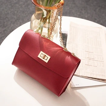

FANLiLi High-quality PU Leather British Fashion Simple Small Square Bag Women's Designer Handbag Chain Mobile Phone Shoulder bag