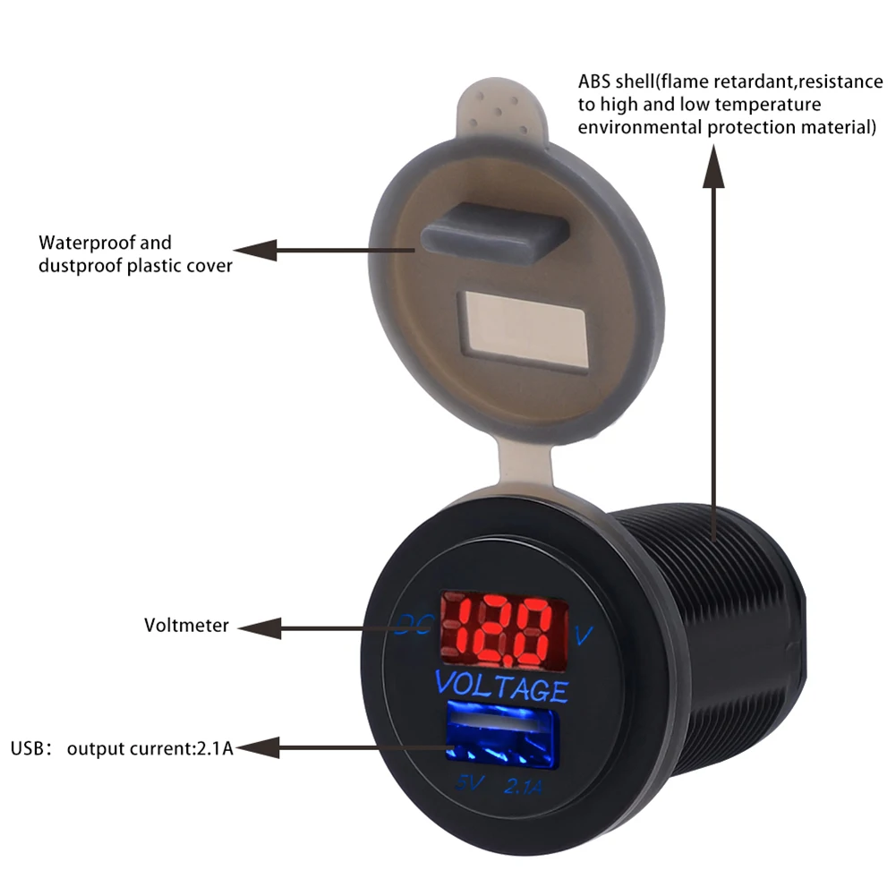 Автомобильный USB Зарядное устройство гнездо Мощность адаптера светодиодный