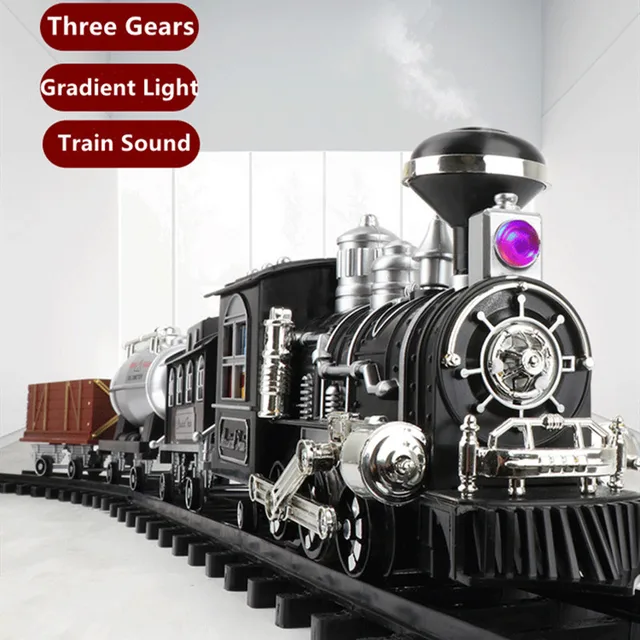 2.4G RC Train Railway Toys Simulation Smoking Track Programming DIY Classical Steam Christmas Train Children Toys Gift  RC Steam 2