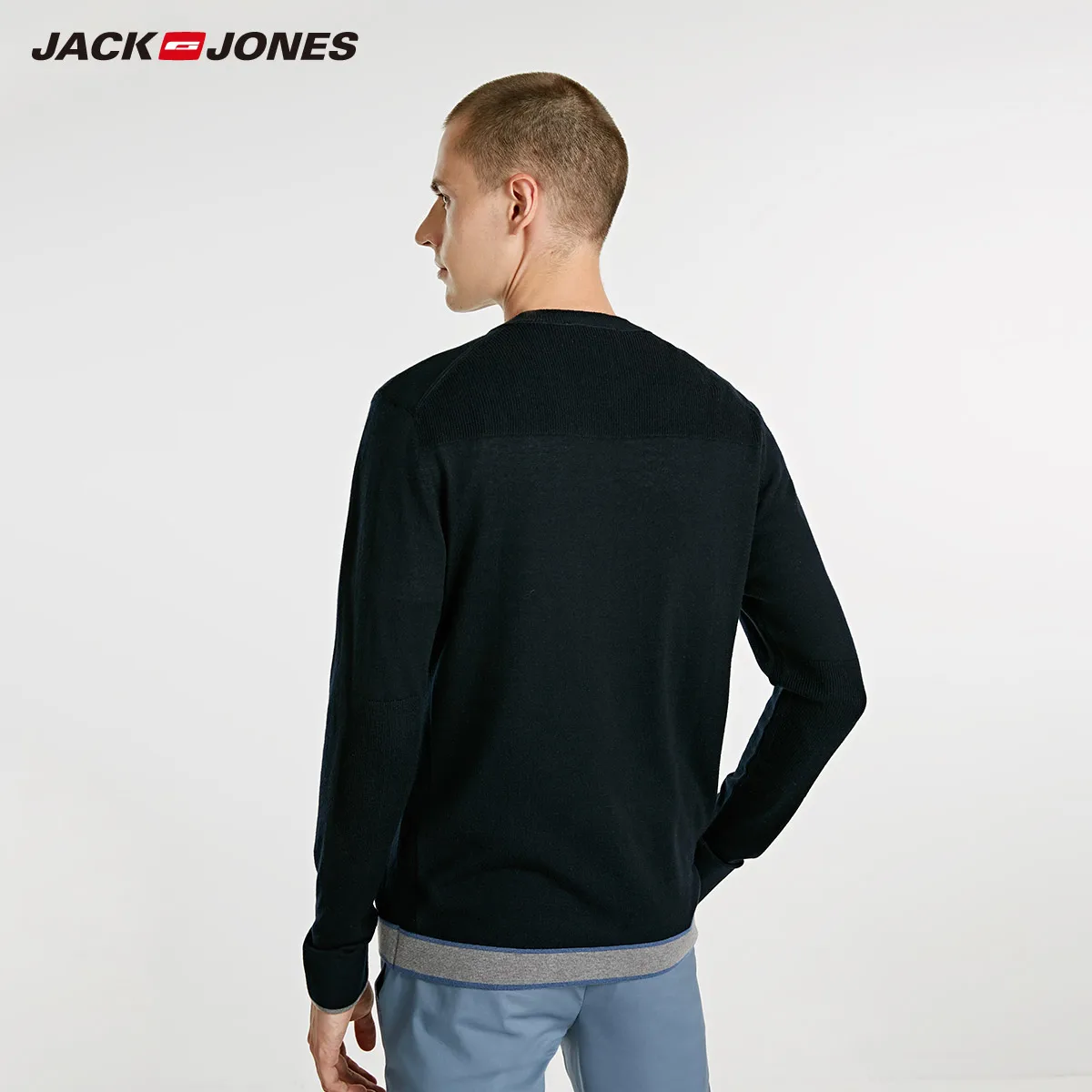 Jack Jones Мужской V шеи случайные сплайсинга трикотажный свитер куртка | 218324503