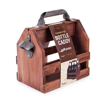 

Holder Party Portable 6 Pack Drinks Carrier Wooden Bar Durable Beer Bottle Opener Funny Wine Baskets Picnic Tool