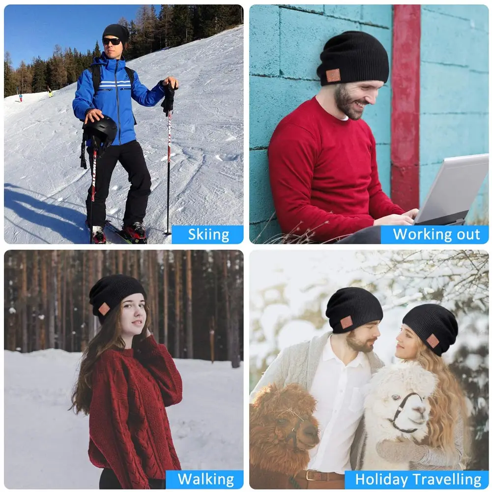 Шапка бини с Bluetooth 4,2 наушники встроенные стереодинамики Рождественский подарок H9